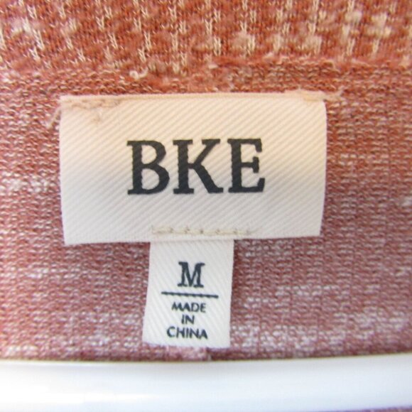 BKE Henley Long Sleeve Shirt Women's Med Pink Red Waffle Button - Picture 3 of 6